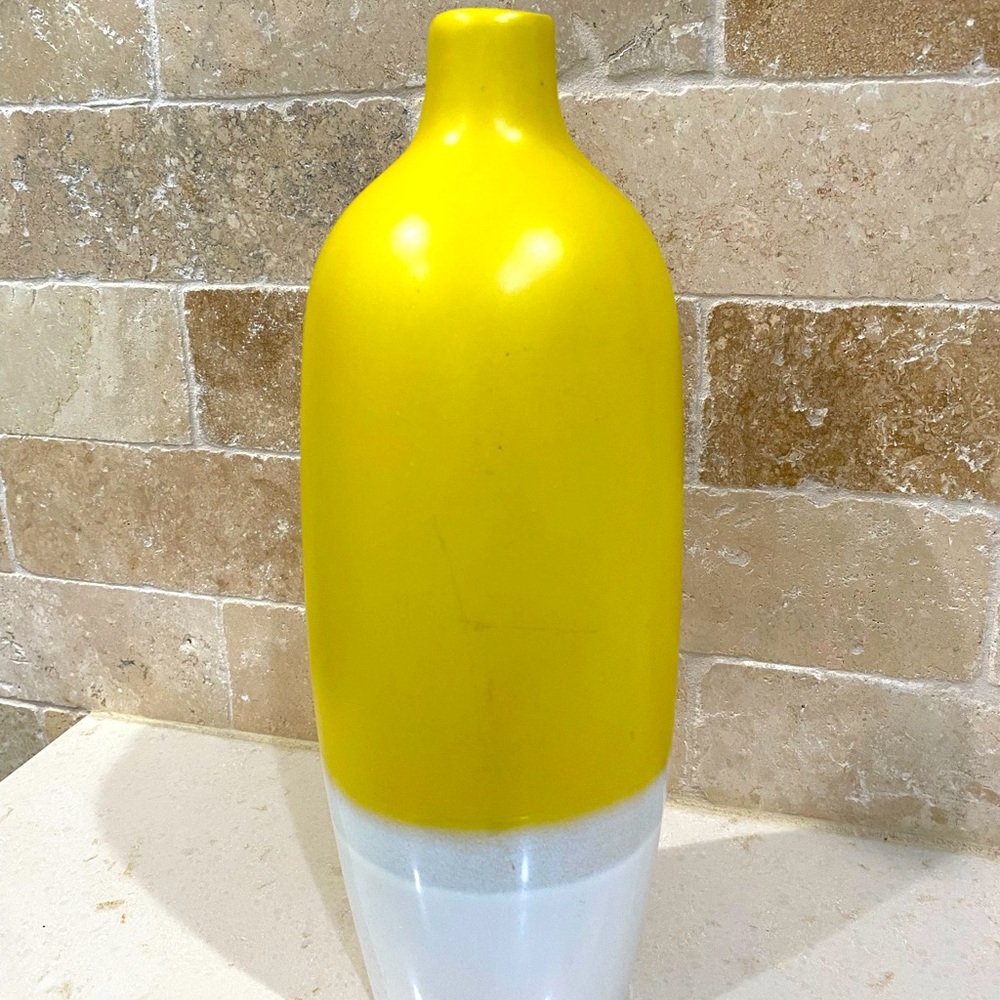 BRAND NEW - Yellow/White Color Block Tall Vase
